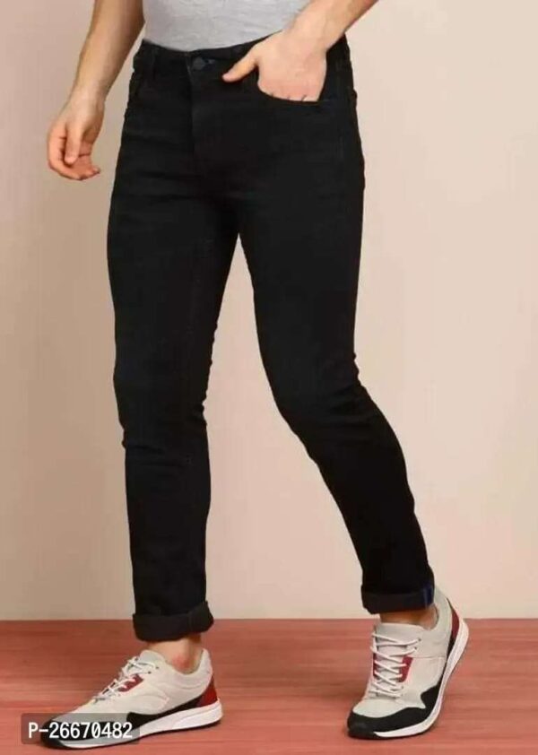 Stylish Cotton Blend Mid-Rise Jeans For Men - Image 6