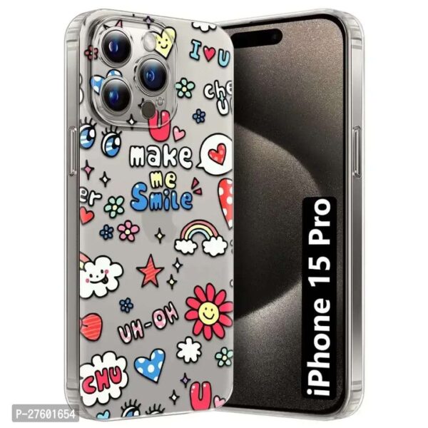 Memia Transparent Designer Printed Soft Back Cover for Apple iPhone 15 Pro /Designer Back Cover for Apple iPhone 15 Pro - Image 6