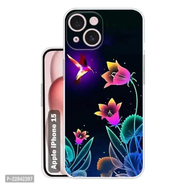 Flower Back Cover for Apple iPhone 15  Designer | Printed|Transparent |Flexible| Silicon Back Case for Apple iPhone 15 - Image 2