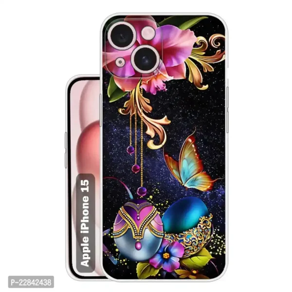 Flower Back Cover for Apple iPhone 15  Designer | Printed|Transparent |Flexible| Silicon Back Case for Apple iPhone 15 - Image 6
