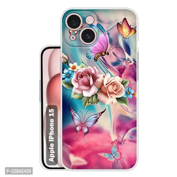Flower Back Cover for Apple iPhone 15  Designer | Printed|Transparent |Flexible| Silicon Back Case for Apple iPhone 15 - Image 5