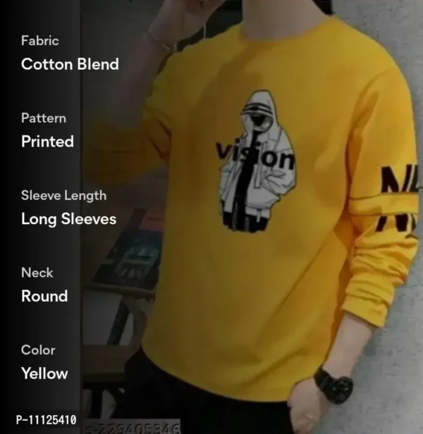 Men Cotton Blend Printed Full Sleeeves T shirt - Image 4
